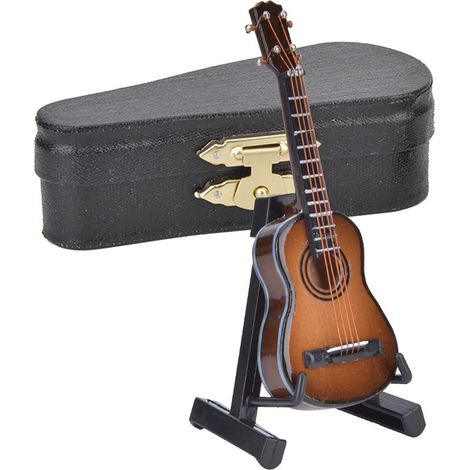Miniatur-Holzgitarre, Bürodekoration, Café-Ornament, Miniaturmodell, Zwerggitarre (1/5)