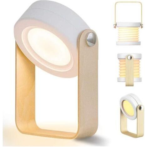Lampe de chevet Touch LED à intensité variable Lampe de Bureau vintage avec poignée en bois 3 niveaux de luminosité lampe table