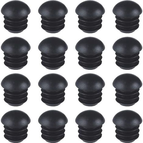 Embouts Ronds en Plastique 16 mm – 16 Pièces pour Pieds de Chaise, Table et Meuble – Design Dôme Nervuré Noir