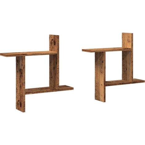 Étagères murales 2 pcs,Étagère flottante vieux bois 50x12x50 cm bois d'ingénierie CFW99267 (1/5)