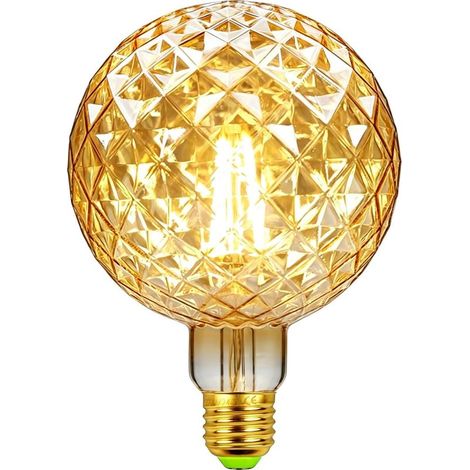 Ampoules LED Vintage 4W Blanc Chaud 2500Kelvin Big Globe Cristal Ampoule LED 220/240V E27 Base Spécialité Ampoule Décorative G125 (Crystal) (1/5)
