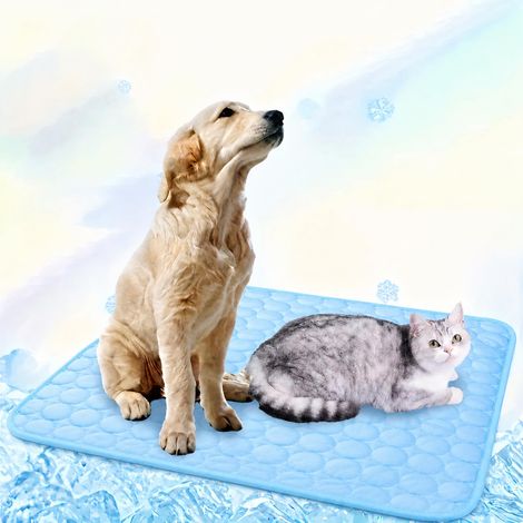 Tapis Rafraîchissant pour Chien Auto-Refroidissant – Coussin Rafraîchissant Été en Matériau Non Toxique et Doux, Antidérapant et Lavable pour Chiens & Chats, Motif Circulaire, Bleu, 40x50cm (1/5)