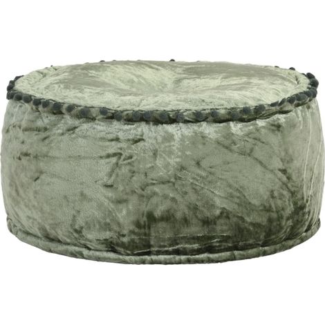 Pouf rond en velours vidaXL 40 x 20 cm vert (1/4)