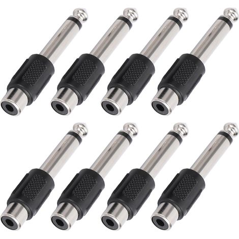 8 pièces RCA vers 6,35mm adaptateurs,RCA Femelle vers TS 1/4" Mono mâle convertisseur connecteur Audio Prise plaqué Or pour Table de mixage,ampli,Caisson de Basses (1/5)