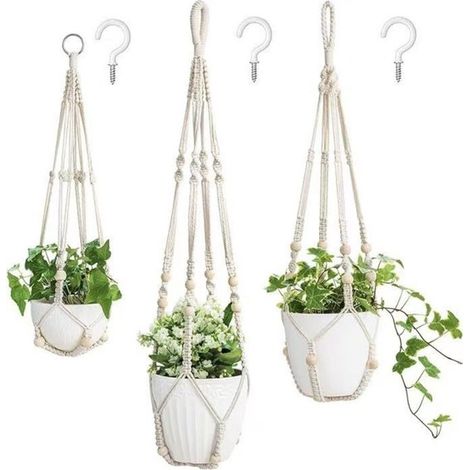 3 piezas de malla protectora para macetas + 3 ganchos, 60 cm + 74 cm + 89 cm, Malla transpirable, plantación en oficinas y otras aplicaciones (1/5)