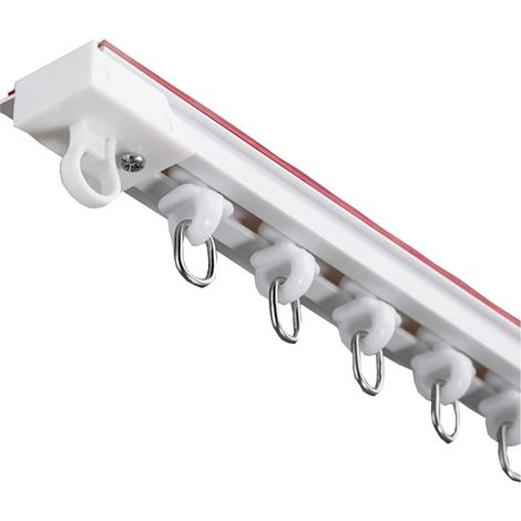 Minkurow – Rail à rideaux auto-adhésif 100 cm – Lot de 2 – Montage supérieur et latéral – Rail coulissant nano-silencieux pour salles de bains (1/4)
