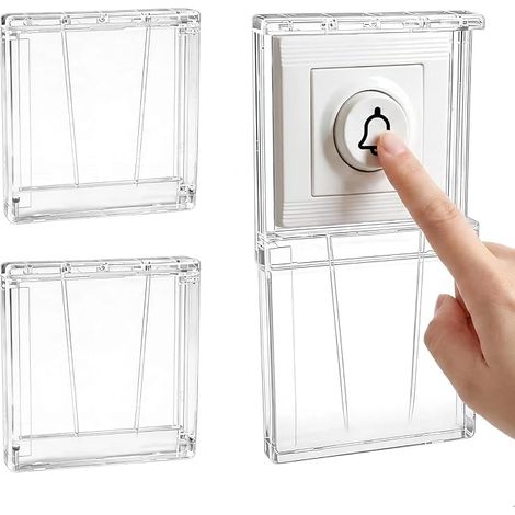 Protection Sonnette Exterieur Pluie, 3Pcs Couvercle Étanche pour Bouton de Sonnette, Transparente Coulissant Interrupteur Étanche Exterieur pour Prises, Sonnette, Contrôle d'accès (1/5)
