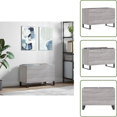 Armoire à disques sonoma gris 74,5x38x48 cm bois d'ingénierie - Meuble À Disques - Armoire Vinyle - Rangement Disque - Étagère Musique - Support Tourne-disque (1/5)
