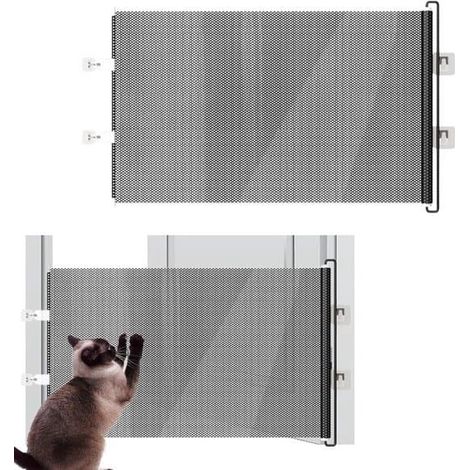 Barrière pour animaux - Barrière d'escalier rétractable - Barrière pour chien rétractable - Installation sans perçage - Chatons - Chiens - Maison - Jardin - Garage - Rouge - 125 x 40 cm
