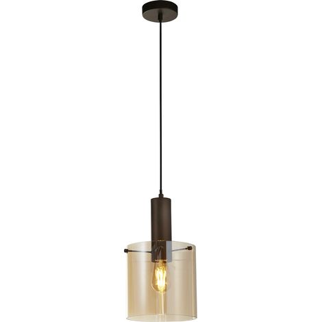 Sospensione Contemporanea Svezia Acciaio Marrone Vetro 1 Luce E27 (1/5)