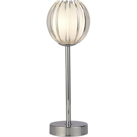 Lampada da tavolo Blossom 1Lt, metallo cromato, paralume in acrilico trasparente (1/3)