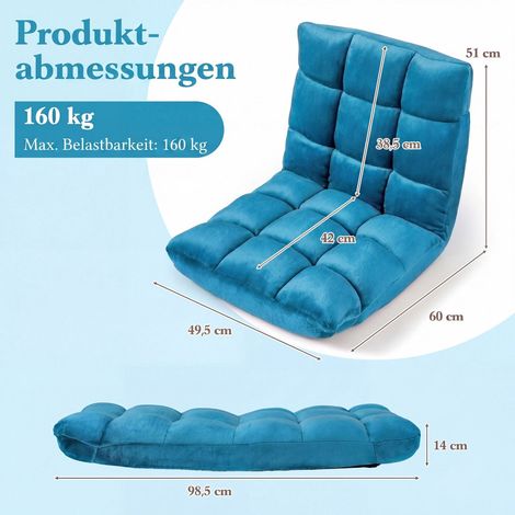 Folding floor chair dark blue 14 position adjustable 227459315 227459315 (1/5)