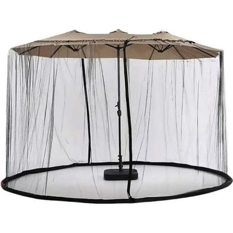 Moustiquaire double face pour parasol de terrasse, filet , fond de tuyau d'eau avec double fermeture éclair, auvent escamotable (1/5)