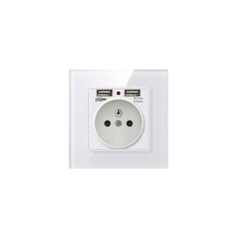 Enchufe de pared, toma de corriente eléctrica de pared con doble puerto USB - Cargador para iPhone/Android (1 unidad) - Crezuo (1/4)