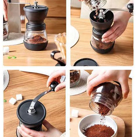 Moulin à café manuel avec réservoir à réglage manuel, petite machine à café manuelle (1/5)