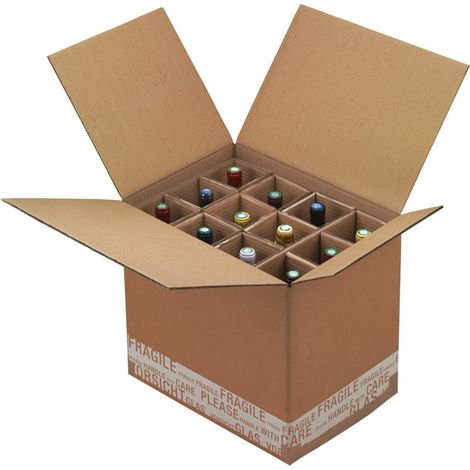 KKE – Caisse renforcée pour 12 bouteilles de vin – Dimensions 445 x 320 x 410 mm – Double cannelure pour protection optimale – Lot de 10 caisses - VIN 445 X (1/5)