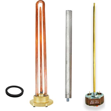 1¼ Pouce Fileté Monobloc 1500W - Kit Résistance Thermo Electrique - Thermostat - Anode Magnésium - Joint. Pièce de rechange pour chauffe-eau, accumulateur solaire, chaudière (1/5)