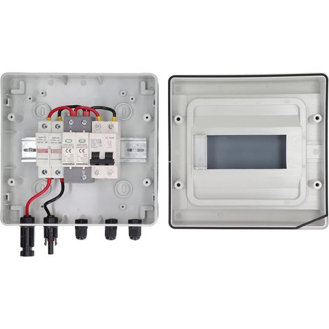 Boîte de Combinaison Solaire à 2 Cordes avec Disjoncteur à Fusible 15A Boîte de Combinaison PV pour Système Solaire Hors Réseau 1 en 1 Sortie DC1000V (1/5)