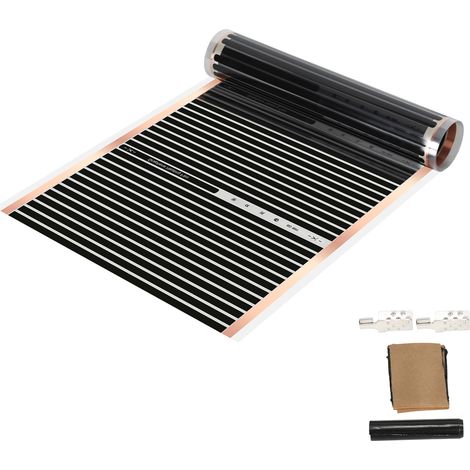 Randaco Heizfolie 1 Stück,220 W/m²,für 1 m²,elektrische Fußbodenheizung,2 x 0,5 m,0,338 mm,Schwarz,mit Anschlusszubehör (1/5)