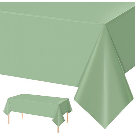 Lot de 2 Nappes Vert Olive (137x274 cm) - Hydrofuges, Couleur Unie, Adaptées pour les Fêtes et un Usage Quotidien (1/5)