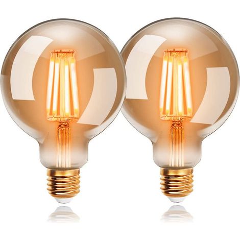Lampadine LED Edison Vintage G80 da 6W, luce bianca calda 2200K, attacco E27, equivalenti a lampadine a incandescenza da 48W, lampadine a filamento retrò, lampade decorative antiche, non dimmerabili,  (1/5)