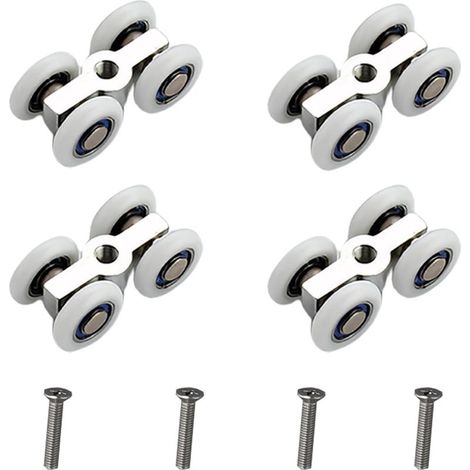 4 PCS Shower Door Rollers, Sliding Door Rollers, Metal Ball Bearing for Sliding Door Rail, Silent Sliding, Suitable for Shower, Kitchen, Bay Window and Interior (1/5)