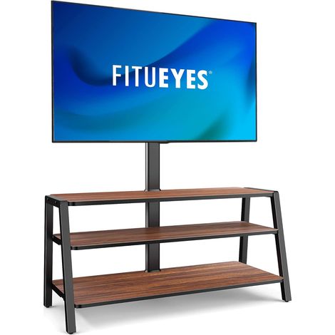 Meuble TV industriel avec support TV réglable 1135-1299mm – Acier et panneaux de particules – 3 étagères pour écrans 37-70 pouces – Fitueyes (1/5)