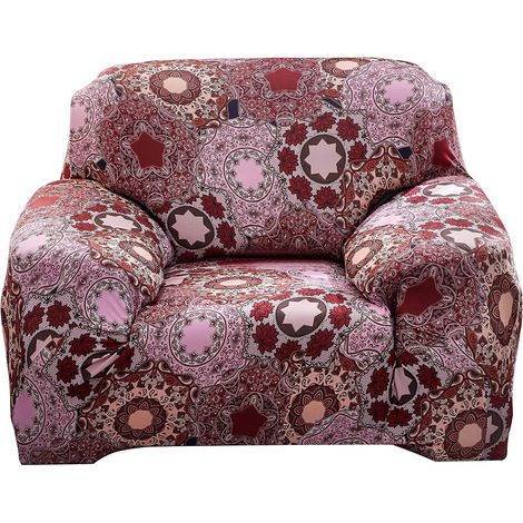 Sofa cover for 1, 2, 3, or 4-seater sofas. Stretch sofa cover with fruit pattern in durable, washable, and dust-resistant elastic fabric. Fabric, SFC-6. (1/5)