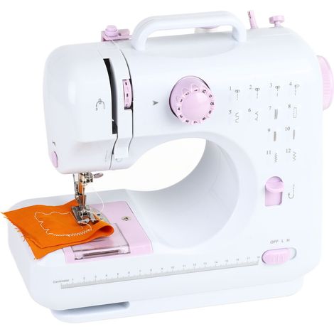 Machine à coudre domestique multifonction, 12 points, 2 vitesses réglables, pédale, LED, kit 172 pièces, accessoires, étui en cuir, pour débutants et loisirs créatifs (1/5)