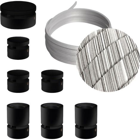 Sistema Filé Linear Kit - con cavo di 5 m per catenaria e 7 componenti in legno verniciato nero per interni (1/4)