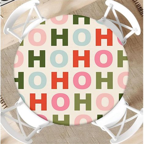 Nappe ronde avec élastique Ø 90cm - Motif Lettres multicolores - Essuyable & Imperméable