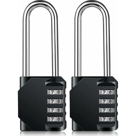 Cadenas à combinaison haute performance - Cadenas résistant aux intempéries, serrure réinitialisable, cadenas à 4 chiffres en alliage de zinc de 6,2 cm de long, lot de 2