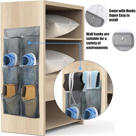 Set di 2 porta scarpe da appendere, organizer pieghevole da appendere alla porta, scarpiera multifunzionale, ideale per camper, camera da letto e soggiorno. (1/4)