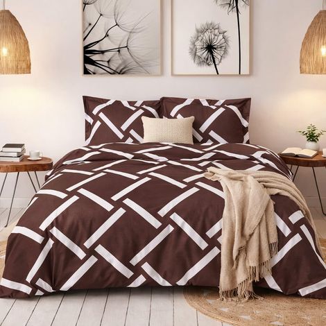 Parure de Couette 240x260 cm 100% Coton Housse + 2 Taies Motif Soleara (1/3)