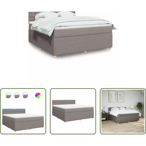 vidaXL Surmatelas -  Sommier à lattes de lit avec matelas Taupe 180x200 cm Tissu (1/5)