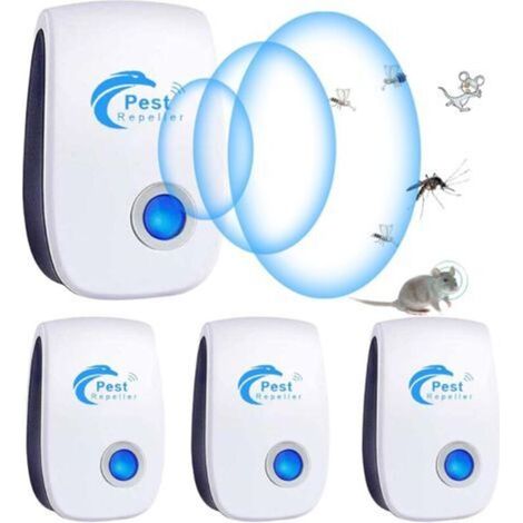 Répulsif Ultrason Anti-Rongeurs Insectes, 4 pcs Ultrason Anti Moustique Ultrason Souris et Rats, Intérieur Répulsif Électronique Insectes pour Souris, Rats Fourmis Araignées (1/5)