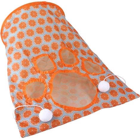 Tunnel de jeu portable pour animaux de compagnie, pliable et avec balles, tunnel amusant pour chiots, chatons, lapins et autres petits animaux.-Orange (1/5)