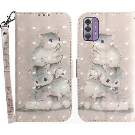 Étui téléphone G42 en cuir PU imprimé 3D, coque portefeuille rabattable avec support intégré et cordon, housse rigide élégante, protection robuste, design motif unique, accessoire pratique multifoncti (1/5)