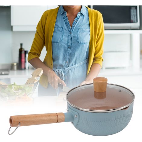 Yukihira-Pfanne im japanischen Stil, antihaftbeschichteter Babykostkocher, Instant-Nudeltopf für den Hausgebrauch, Babysuppentopf, blauer, gehämmerter japanischer Milchtopf aus Aluminium. (1/5)