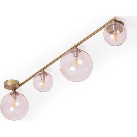 Deckenleuchte aus Metall und Glas Moonlight Brass 4 Spots Rosa