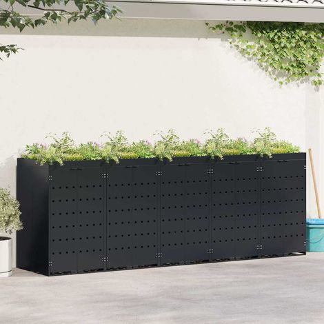 Wagenmüllbehälter für 5 Behälter Schwarz 340 x 77,5 x 121,5 cm