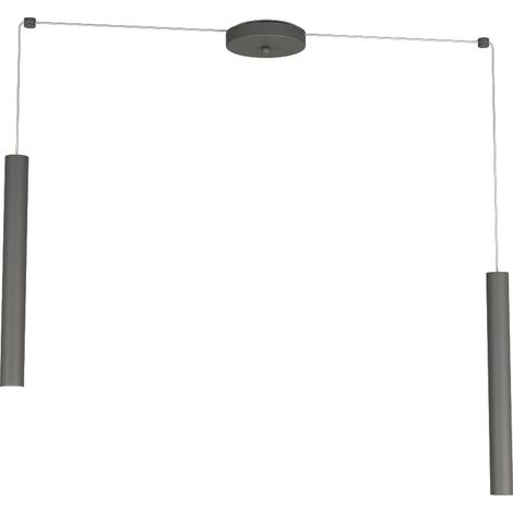 Sospensione Moderna Round Tube Metallo Grigio Antracite 2 Luci Gu10 (1/4)