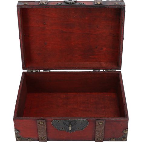 Boîte à Bijoux Ancienne en Bois avec Fermeture à Clé - Écrin de Rangement Décoratif pour Chambre (1/5)