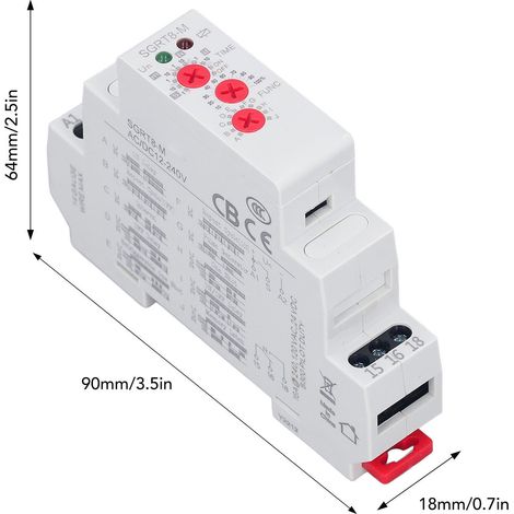 Relais intermédiaire sensible, réponse rapide, indicateur lumineux, rail DIN, auxiliaire 5A/16A, 12‑240V (1/5)