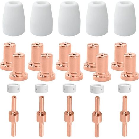 Parkside Plasmaschneider-Düsenverbrauchsmaterialien, Plasmaschneiddüse, Elektrodendüse, Verbrauchsdüse für Schnitt 30, 40, 50 (25 Stück) (1/5)