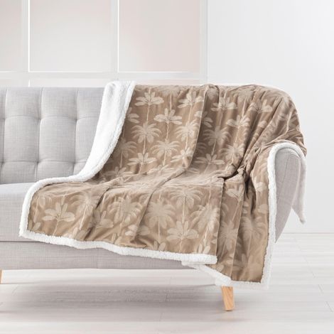 Plaid motif palmier 125x150cm - 125x150cm - Taupe (1/3)