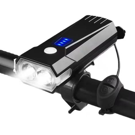 Phare de vélo noir simple avec deux lampes T6 (1/5)