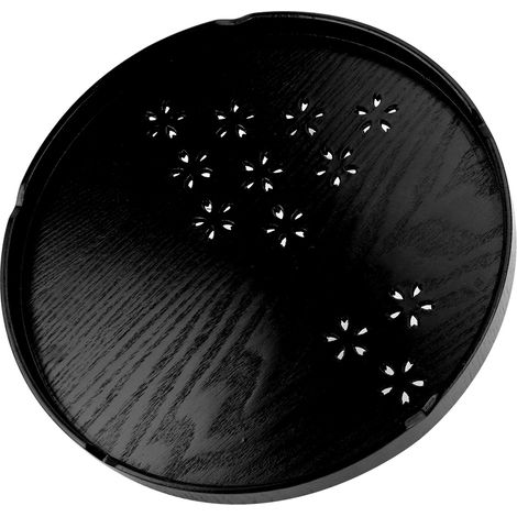 Plateau de service rond japonais, assiette à fruits, récipient alimentaire, pour les collations et les fruits (noir, 30 cm) (1/5)