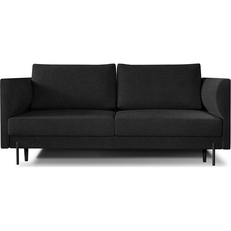 Canapé convertible 4 places ROBBY en tissu avec coffre et pieds en métal noir – 215cm-Gris foncé chiné (1/5)
