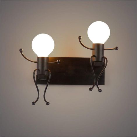 Applique Murale Robot, Applique Murale Créative Caractéristique Lampe , E27 Convient pour Chevet Chambre, Chambre d'Enfants Applique Murale (Noir) (1/3)